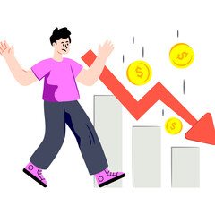 Premium download illustration of financial loss