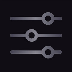 Three horizontal sliders with circular knobs on dark background Keywords: slider, control