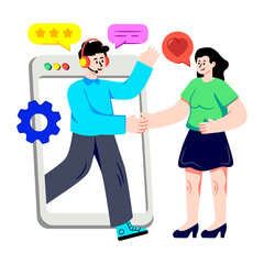 A colored design illustration of customer service representative