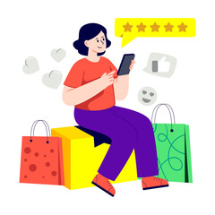 Shopping feedback illustration, editable vector