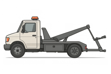 Tow truck vehicle illustration for emergency roadside assistance, breakdown and recovery service concept