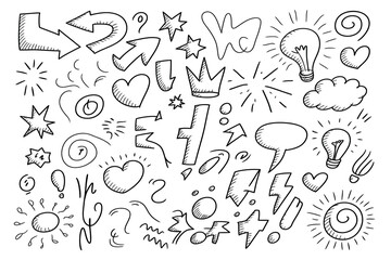Playful Hand-Drawn Doodle Sketch Elements Set - Creative Vector Accents