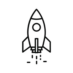Simple black outline of a rocket ship taking off