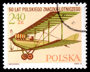 postage stamp commemorating 50 years of the Polish aviation stamp