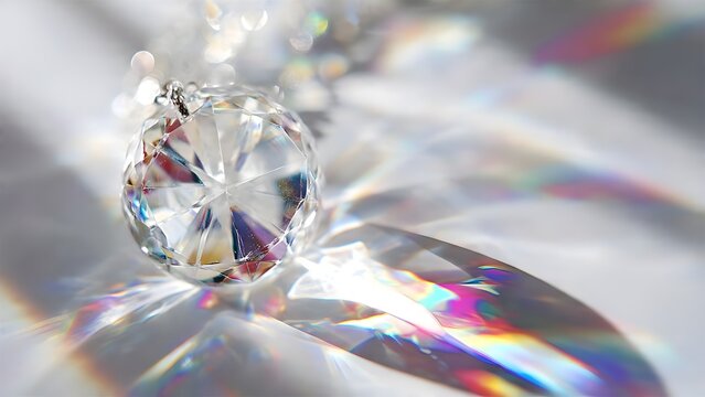 Brilliant Faceted Crystal Orb Creating Rainbow Light Patterns - Powered by Adobe