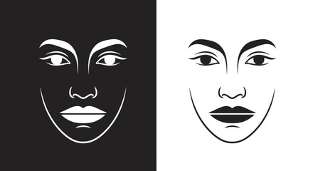 Minimalist Woman Face Vector Icon Elegant Black and White Beauty Logo Template Illustration