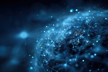 Obraz premium Abstract network of interconnected nodes in a digital space.