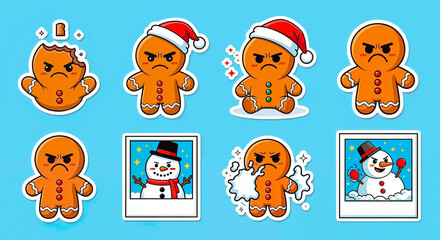 Fototapeta premium Gingerbread Cookies Expressing Emotions for New Year Celebration 