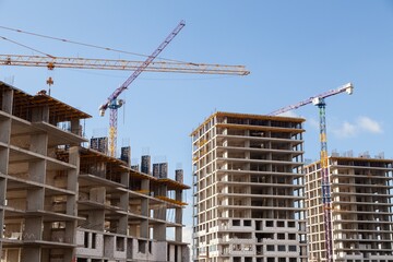 Buildings construction and crane. Residential Buildings