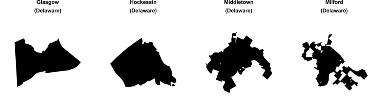 Glasgow, Hockessin, Middletown, Milford outline maps