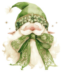 Obraz premium PNG Elf illustration watercolor christmas.