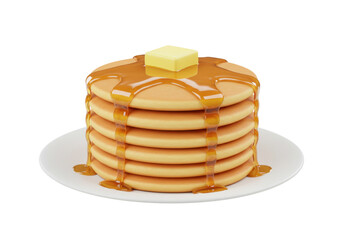 Stack of Pancakes with Butter and Syrup PNG illustration isolated on transparent background Delicious breakfast food