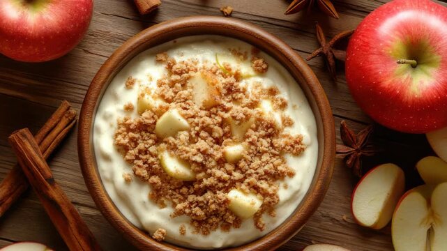 Festive Fall Yogurt Parfait with Cinnamon Apples and Granola