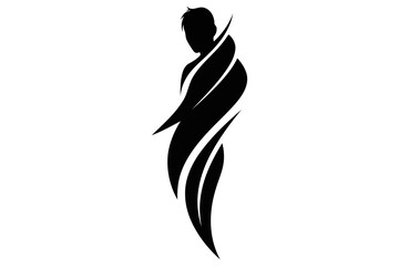 Abstract geometric shapes with vibrant color accents silhouette