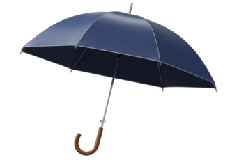 Elegant navy blue umbrella PNG illustration isolated on transparent background for weather protection and rain