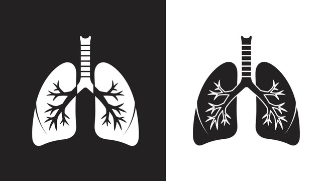 Minimalist Human Lungs Vector Icon Set for Medical and Healthcare Graphics
