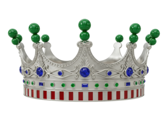 Royal Crown with Green Spheres PNG isolated on Transparent Background for King or Queen Design Element