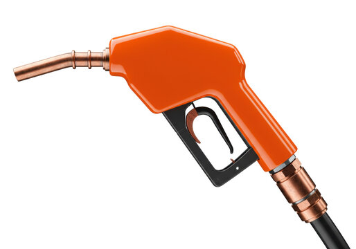 Orange fuel nozzle PNG isolated on transparent background for gas station and service design projects Fuel pump gun