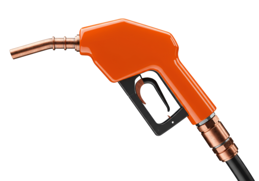 Orange fuel nozzle PNG isolated on transparent background for gas station and service design projects Fuel pump gun - Powered by Adobe