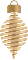 Shiny Metallic Gold Ribbons Striped Christmas Ornament