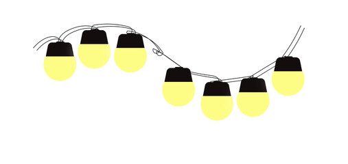 String light garland isolated on transparent background