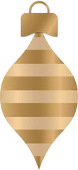 Shiny Metallic Gold Striped Christmas Ornament