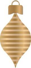 Shiny Metallic Gold Striped Christmas Ornament