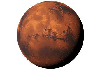 Mars planet isolated on transparent background PNG illustration red planet surface with craters and...