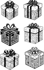 A Collection or set of Minimal Gift Box Vector Symbols for Packaging and Festive Branding Projects