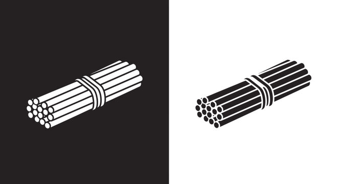 Black and white vector icon of a bundle of sticks tied together.