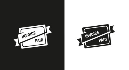 Retro Invoice Paid Stamp Vector with Ribbon Badge Design in Black and White