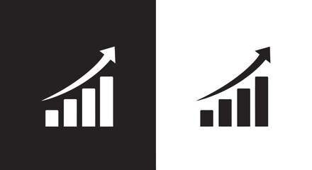 Minimalist Growth Chart Vector Icon with Upward Arrow Symbol