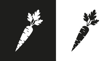 Minimalist Carrot Vector Icon Set Black and White Vegetable Silhouette Graphic