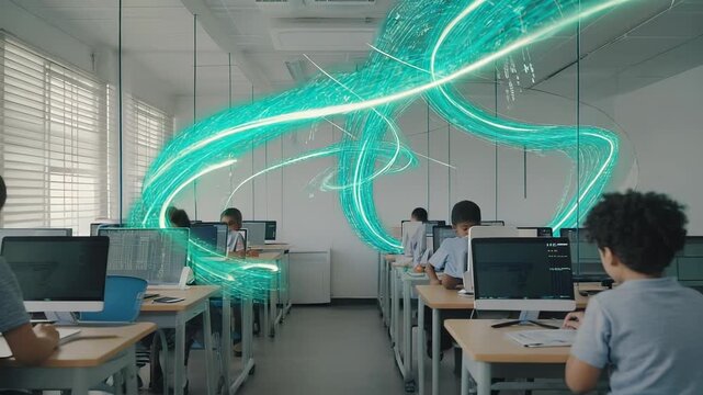 Elementary School Students Learning Coding with Augmented Reality in a Modern Classroom, Digital Transformation in Education, Future of Learning