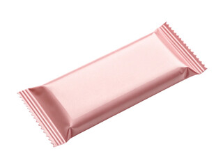 Pink foil wrapped candy bar isolated on transparent background