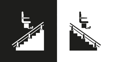 Minimalist Stair Lift Vector Icon for Accessibility and Mobility Design