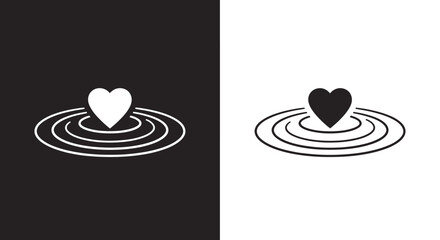 Minimalist Heart Ripple Vector Icon Set with Concentric Circles
