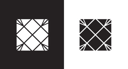 Minimalist Geometric Square Vector Logo Template with Abstract Grid Pattern