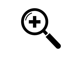 Fototapeta premium Magnifying glass with plus sign PNG isolated on transparent background, zoom in symbol for graphic design and web use