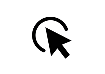 Black cursor arrow with loading circle isolated PNG, pointer symbol for website design and user interface elements on transparent background