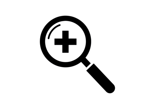 Magnifying glass with plus sign PNG isolated on transparent background, zoom in symbol for graphic design and web use