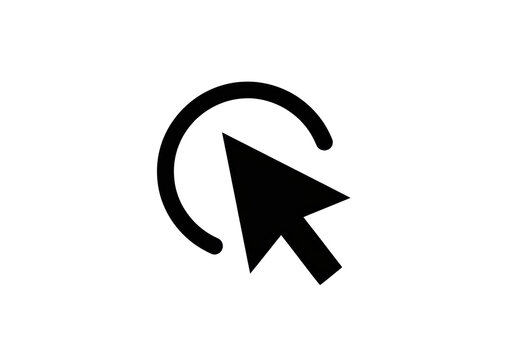Black cursor arrow with loading circle isolated PNG, pointer symbol for website design and user interface elements on transparent background