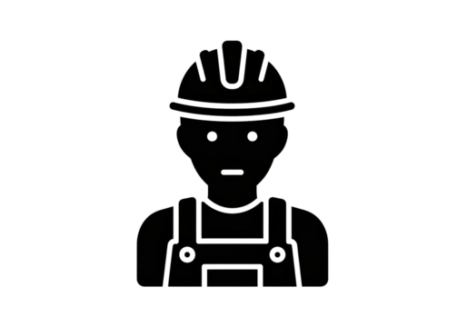 Construction worker PNG isolated on transparent background, builder in hard hat and overalls for safety and industrial projects