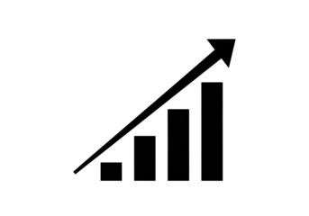 Black growth chart PNG isolated on transparent background, business success and financial progress concept for presentations and infographics