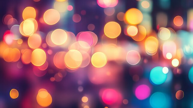 Vibrant bokeh lights create a magical, celebratory atmosphere perfect for festive occasions and dynamic backgrounds.