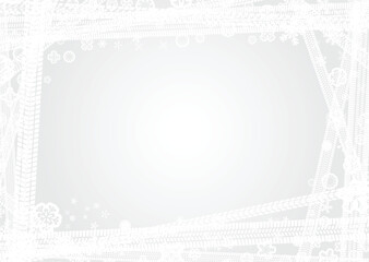 Winter tires on snowy background with falling snowflakes. Vector illustration for tire services.