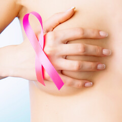 Girl with a pink ribbon