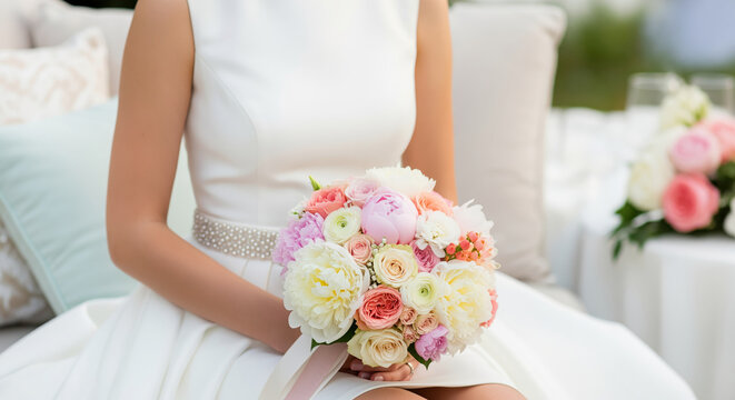 Marriage ceremony bride with wedding bouquet for florist service listings and invitation templates used in venue packages plus planner about ordering options for event vendors plus print production