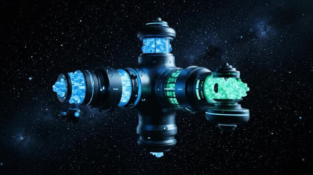 Space station in the stars; orbital outpost in deep outer space