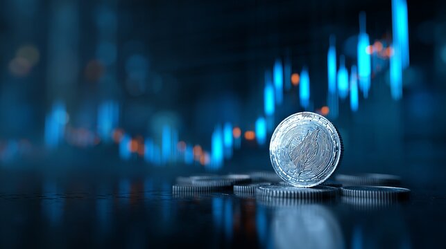 Explore the future of cryptocurrency with stunning, modern digital coins on a bright graph background for investment or business promotions